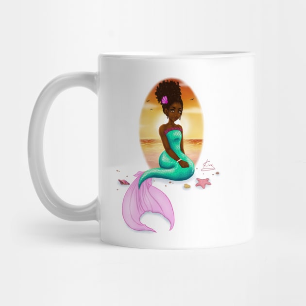 Little Black Girl Mermaid| Black Fantasy Art by kiraJ